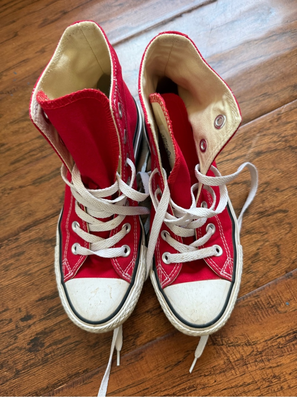 Converse Women's/Kid's/Men's Red High-Top Canvas Sneakers with White Laces